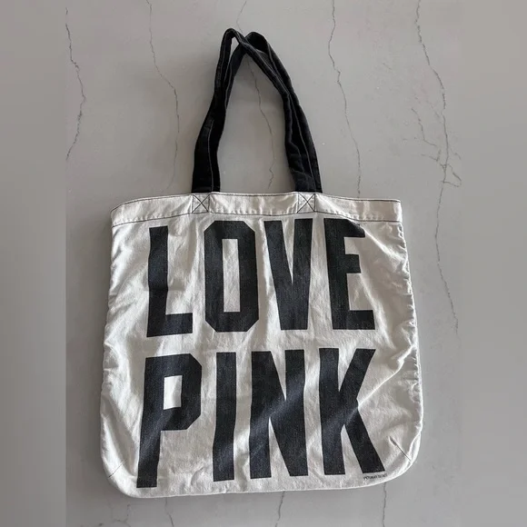 PINK by Victoria's Secret VS Love Tote Bag Vintage Retro Y2K Throwback - Picture 1 of 10